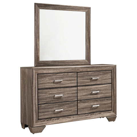 Danika 6-drawer Dresser with Mirror Washed TaupeWashed Taupe