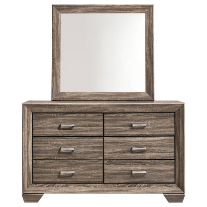 Danika 6-drawer Dresser with Mirror Washed TaupeWashed Taupe