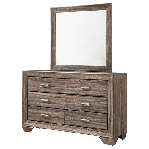 Danika 6-drawer Dresser with Mirror Washed TaupeWashed Taupe
