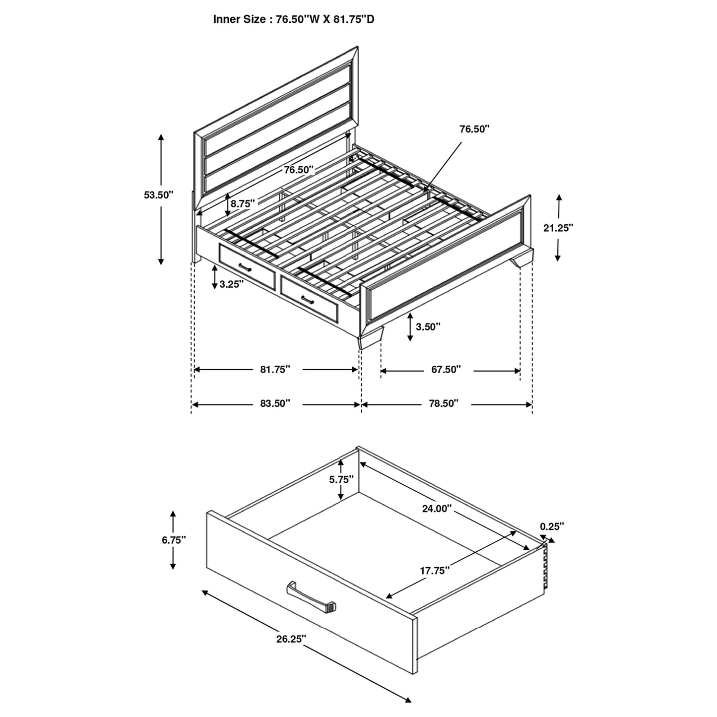 eastern king storage bed