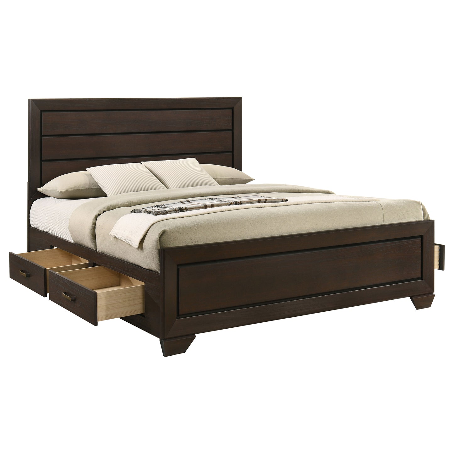 danika wood eastern king storage panel bed dark cocoadark cocoa