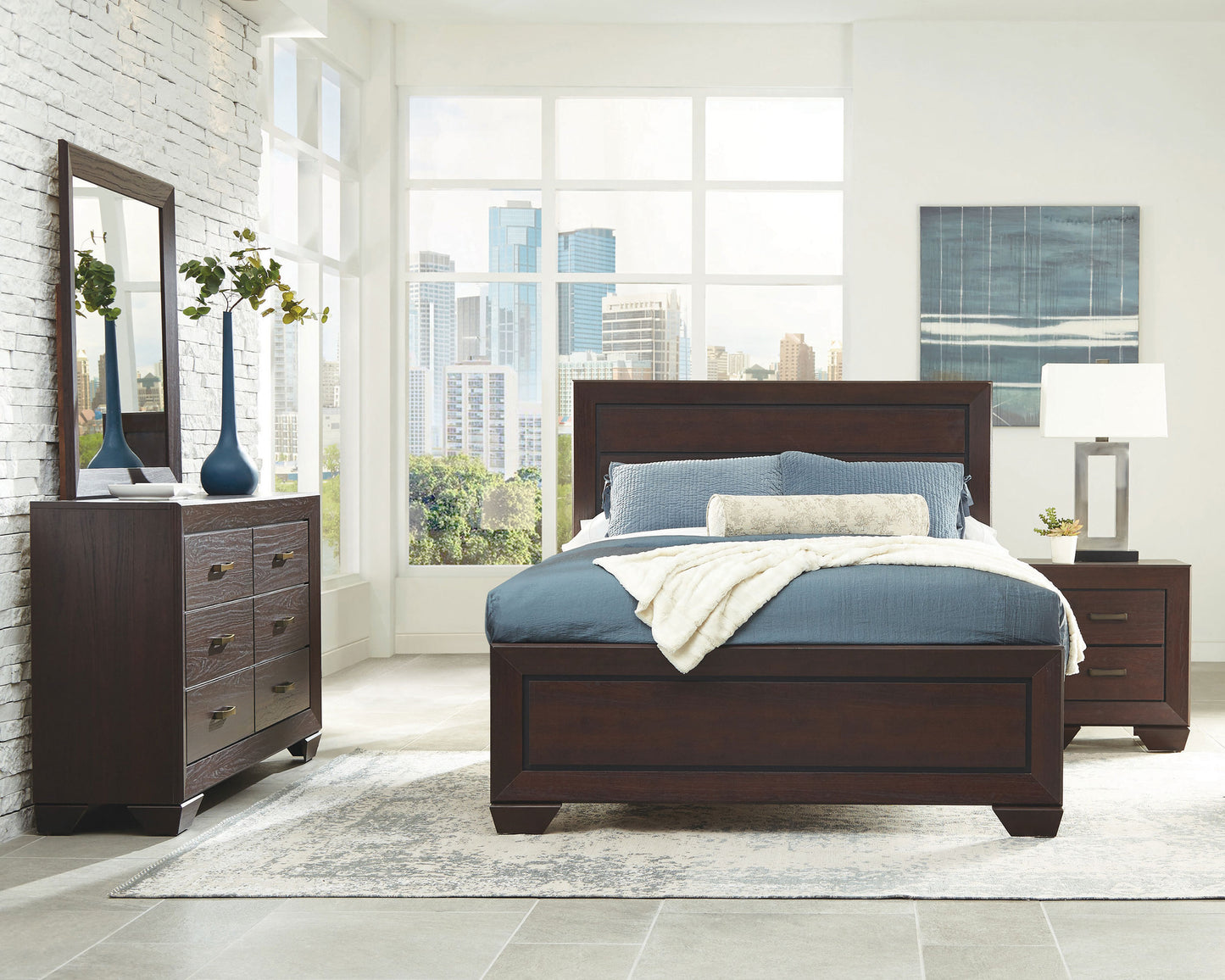 cyclamen 4-piece california king bedroom set dark cocoa