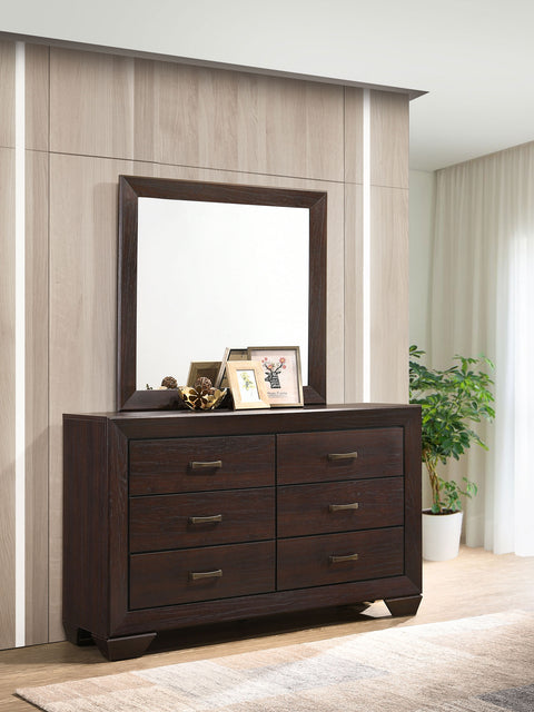 Danika 6-drawer Dresser with Mirror Dark CocoaDark Cocoa