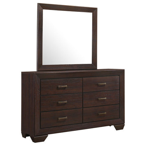 Danika 6-drawer Dresser with Mirror Dark CocoaDark Cocoa