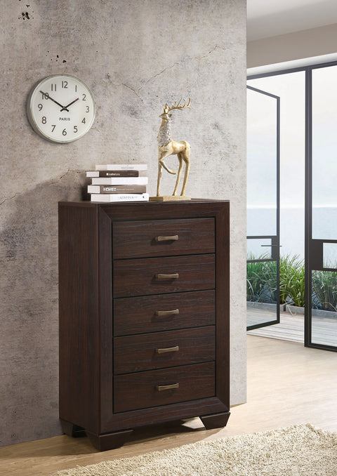 Danika 5-drawer Bedroom Chest Dark CocoaDark Cocoa