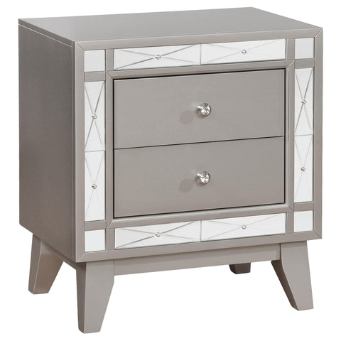 Kessler 2-drawer Nightstand Metallic Mercury