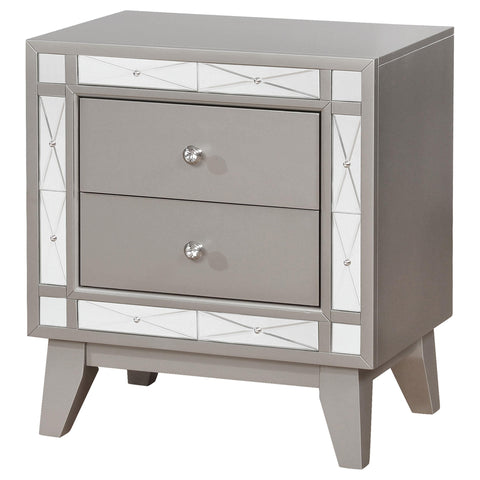 Kessler 2-drawer Nightstand Metallic Mercury