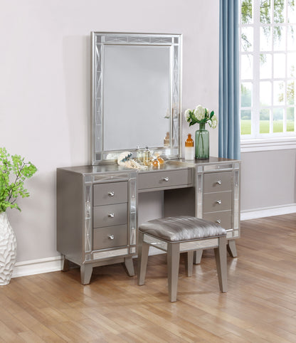 Ellorie Vanity Table Set with Stool Metallic Mercury