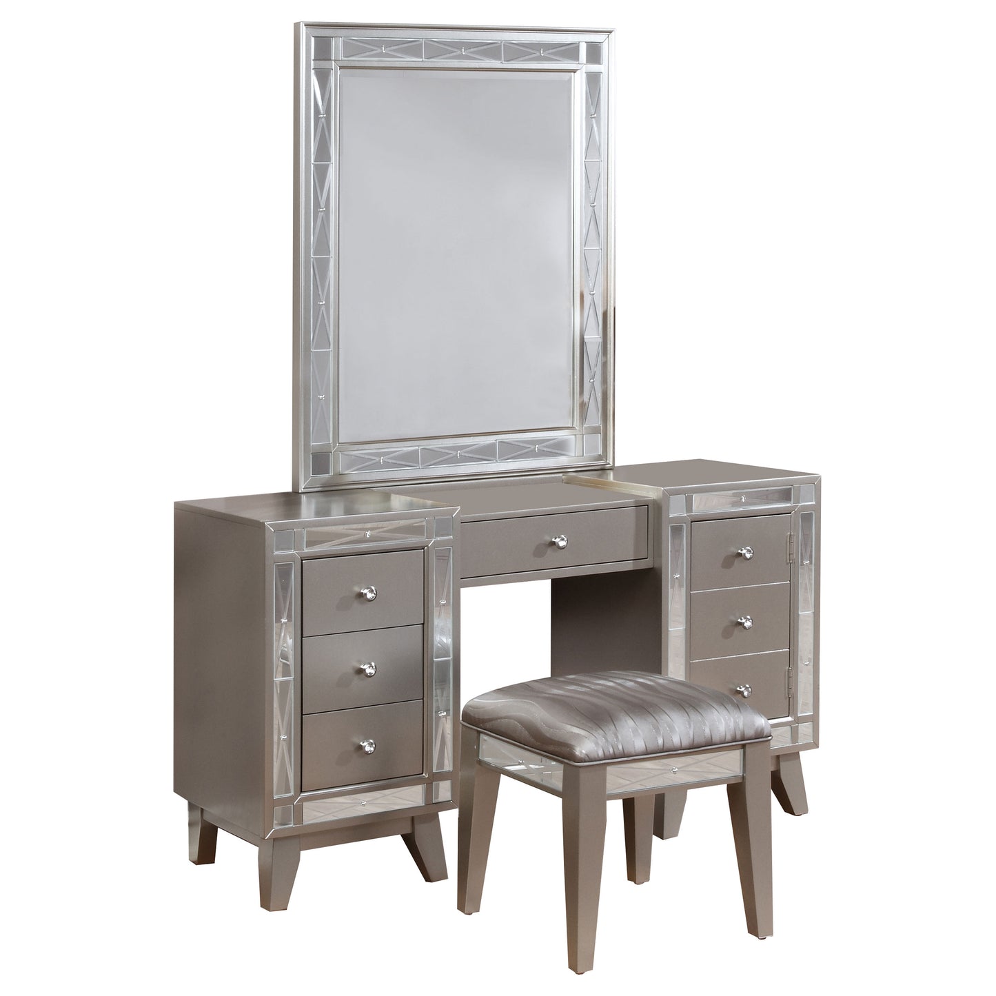 ellorie vanity table set with stool metallic mercury