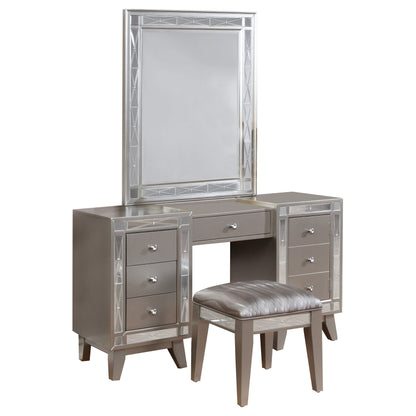 Ellorie Vanity Table Set with Stool Metallic Mercury