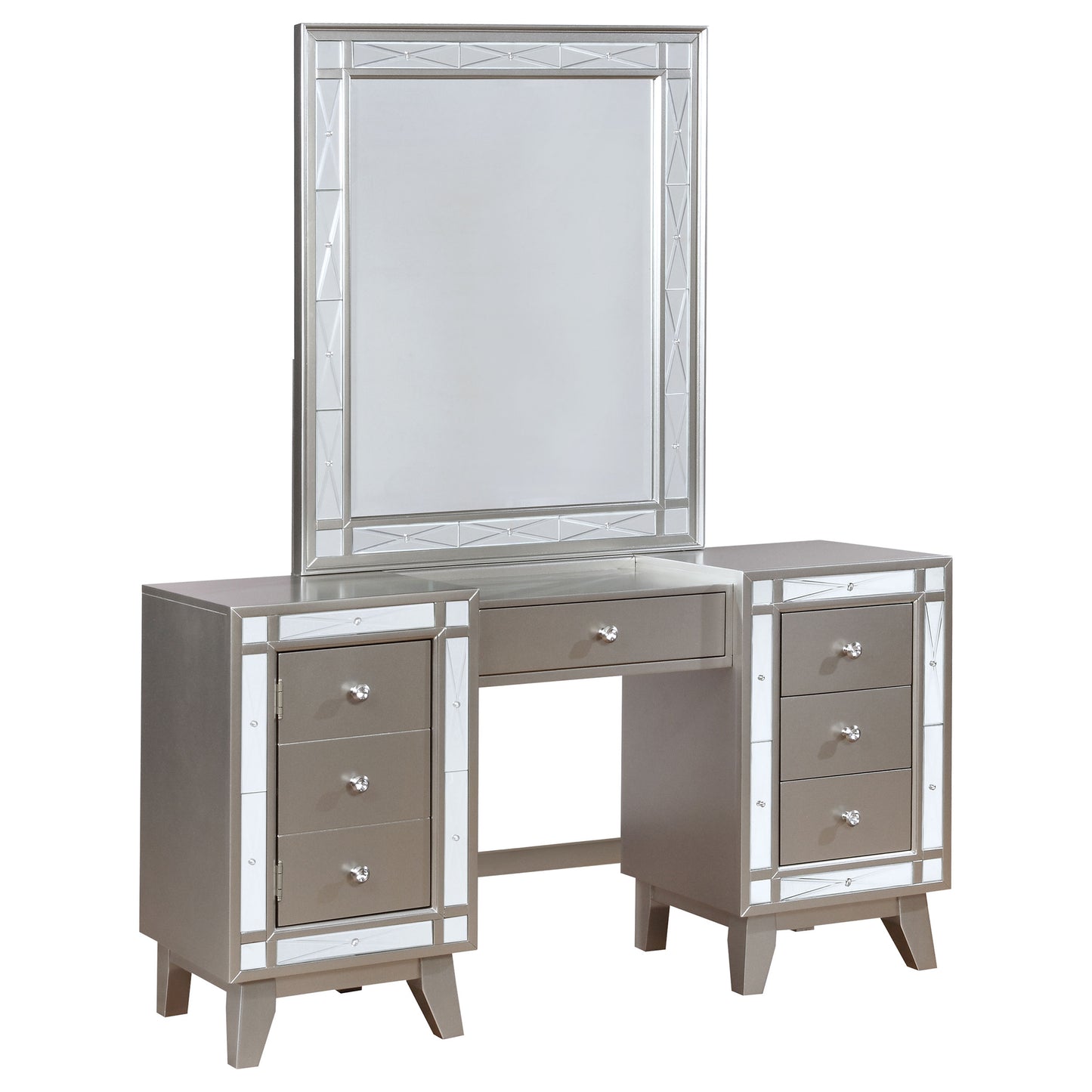 ellorie vanity table set with stool metallic mercury