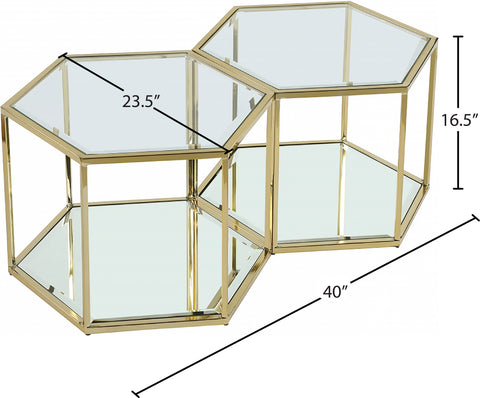 Rhea Gold Glass And Steel Coffee Table, 2-Piece