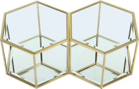 Rhea Gold Glass And Steel Coffee Table, 2-Piece