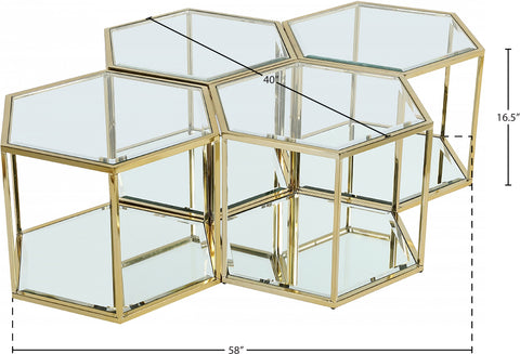 Rhea Gold Glass And Steel Coffee Table, 4-Piece