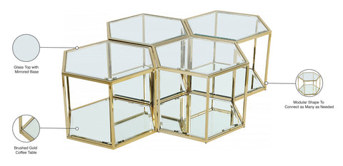 Rhea Gold Glass And Steel Coffee Table, 4-Piece