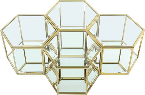 Rhea Gold Glass And Steel Coffee Table, 4-Piece