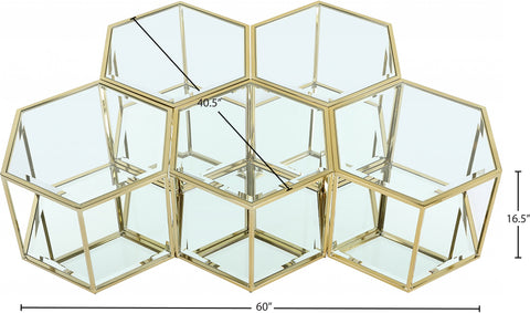 Rhea Gold Glass And Steel Coffee Table, 5-Piece
