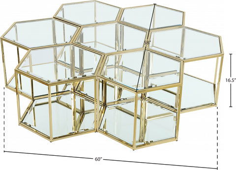 Rhea Gold Glass And Steel Coffee Table, 7-Piece
