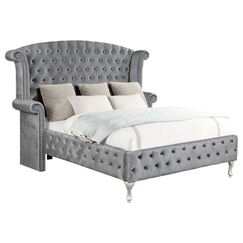 Colleen Upholstered Queen Wingback Bed GreyGrey