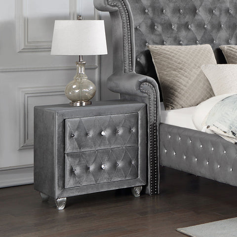 Colleen Upholstered 2-drawer Nightstand GreyGrey