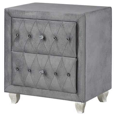 Colleen Upholstered 2-drawer Nightstand GreyGrey