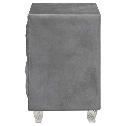 Colleen Upholstered 2-drawer Nightstand GreyGrey