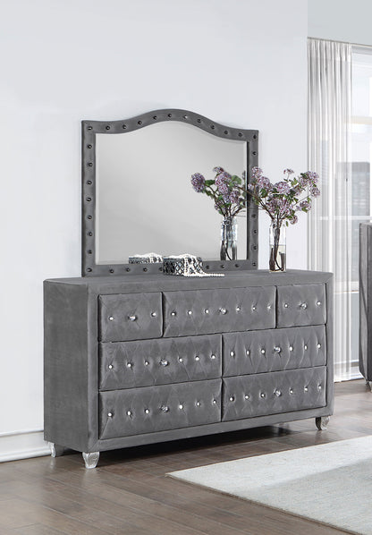 Colleen 7-drawer Upholstered Dresser with Mirror GreyGrey