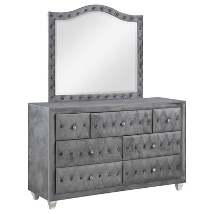 Colleen 7-drawer Upholstered Dresser with Mirror GreyGrey