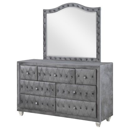 Colleen 7-drawer Upholstered Dresser with Mirror GreyGrey