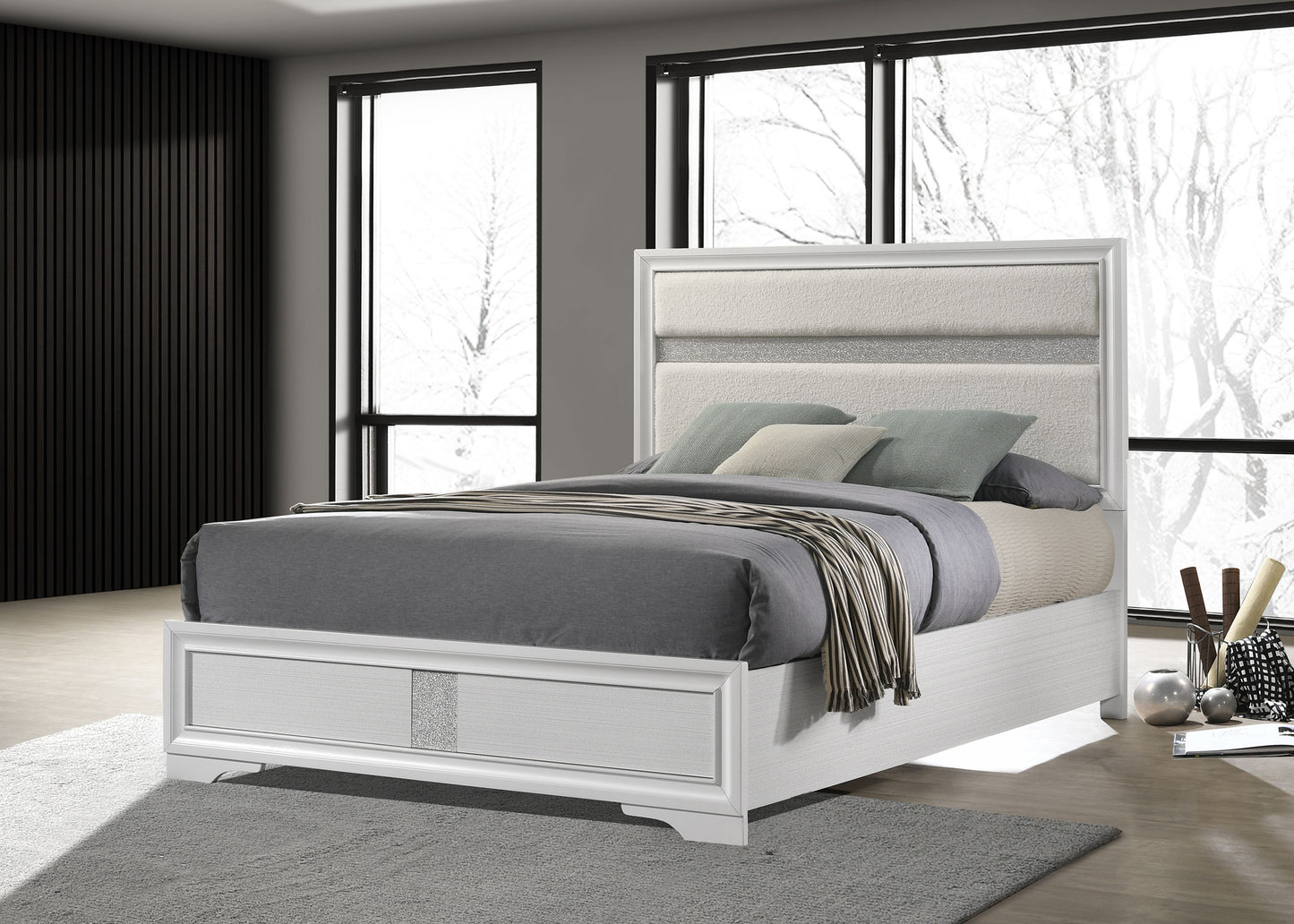 townsend 55-inch upholstered full panel bed white