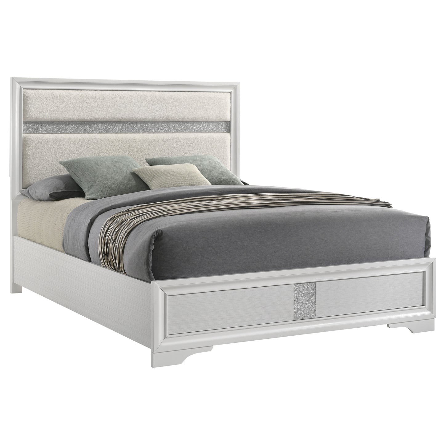 townsend 55-inch upholstered full panel bed white