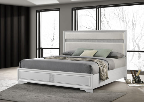 Olvera 54-inch Upholstered Eastern King Panel Bed WhiteWhite