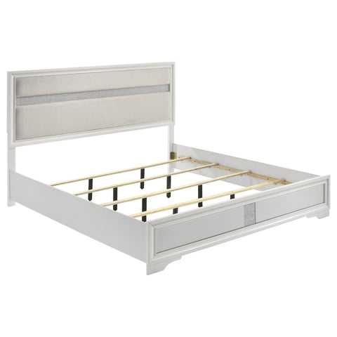 Olvera 54-inch Upholstered Eastern King Panel Bed WhiteWhite
