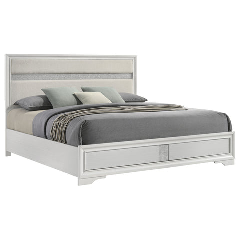 Olvera 54-inch Upholstered Eastern King Panel Bed WhiteWhite