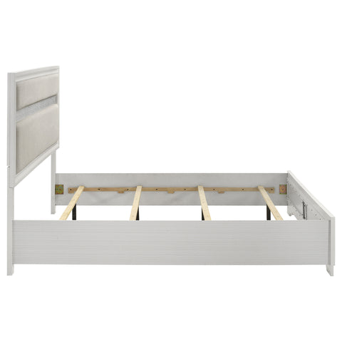Olvera 54-inch Upholstered Eastern King Panel Bed WhiteWhite