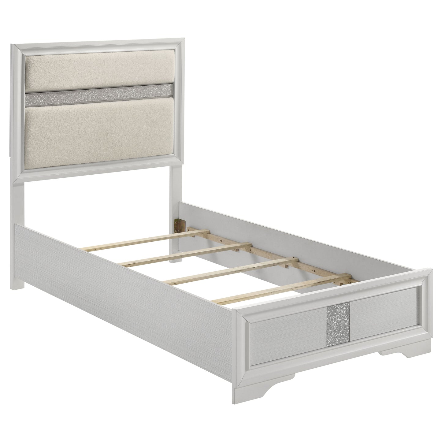 townsend 55-inch upholstered twin panel bed white