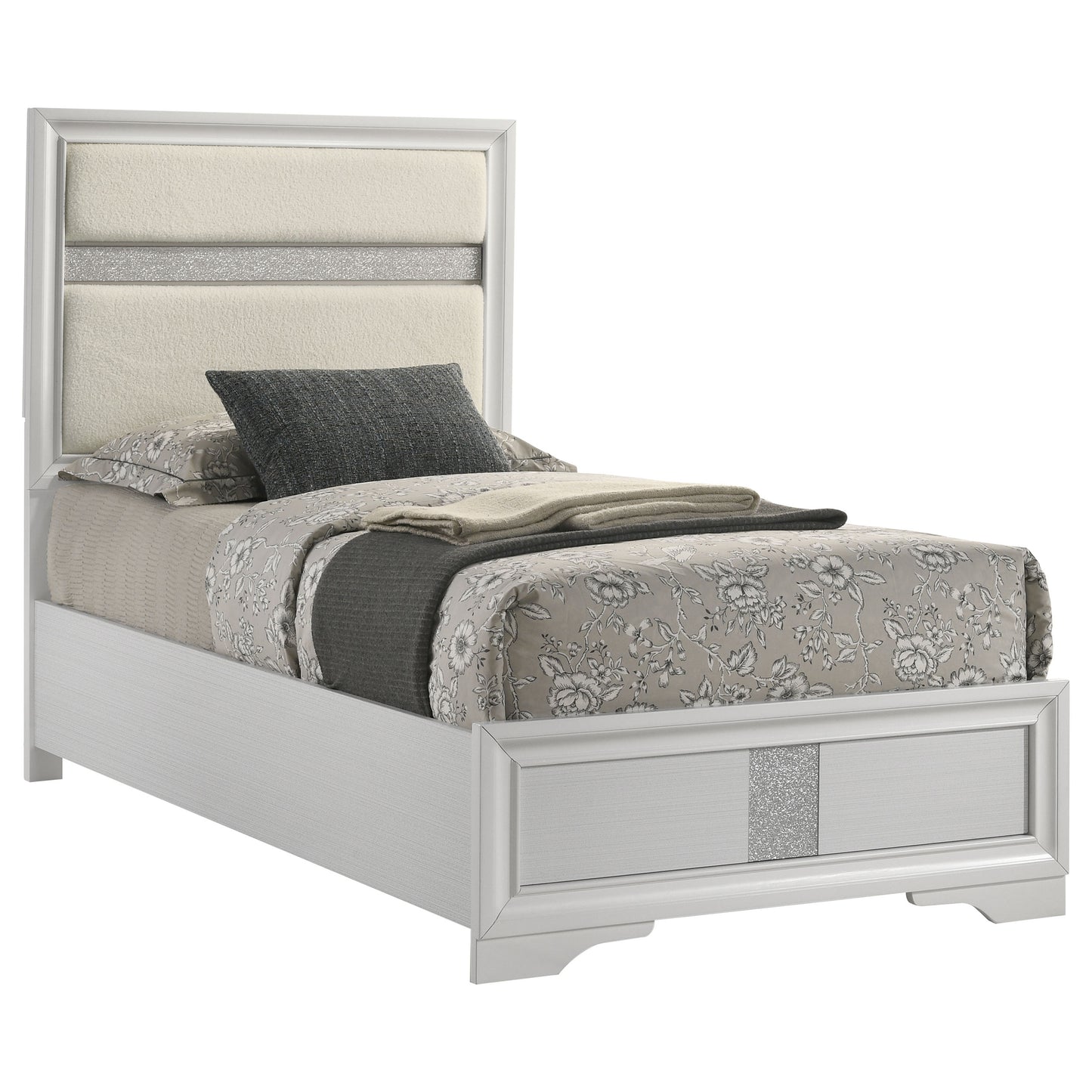 townsend 55-inch upholstered twin panel bed white