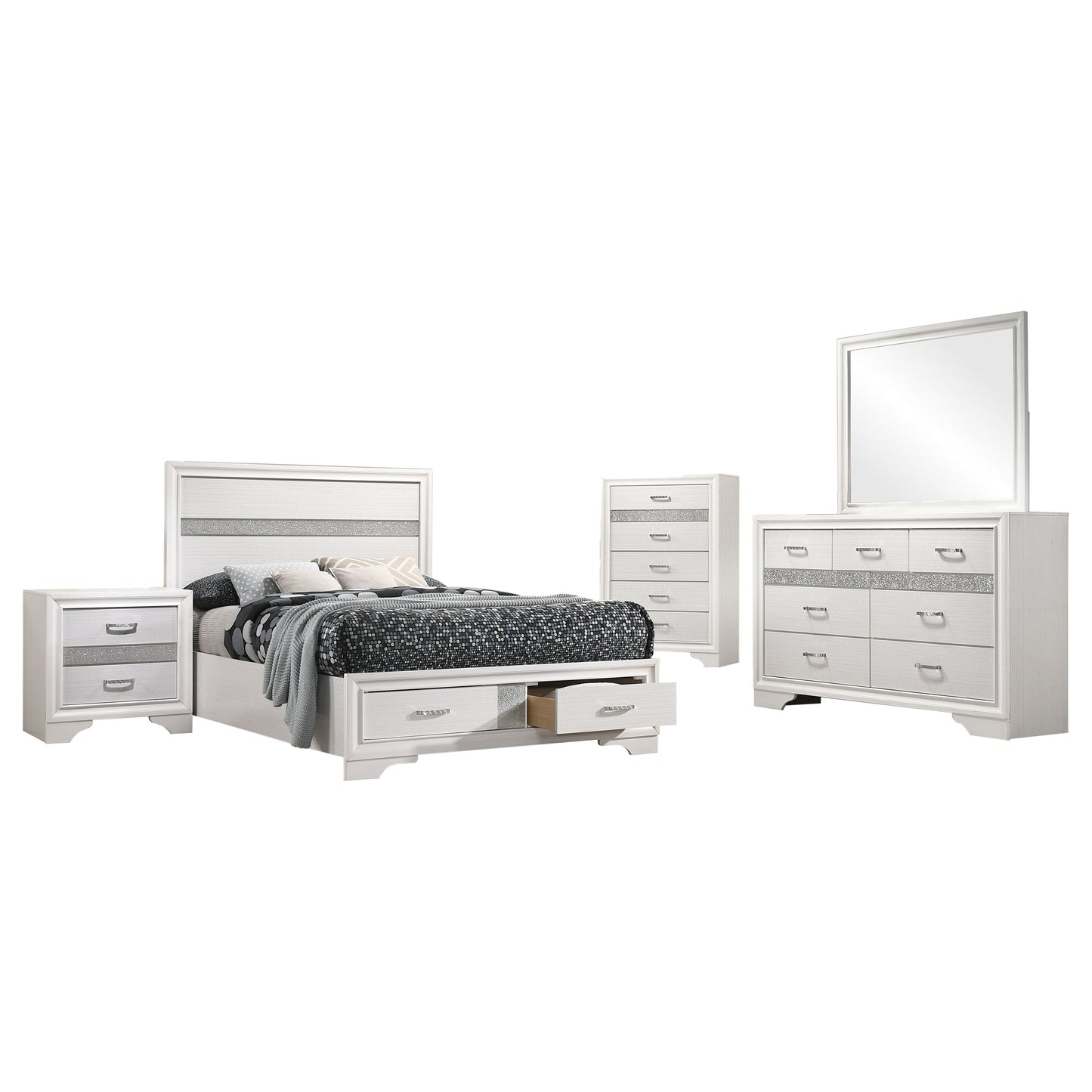 narcissa 5-piece full bedroom set white