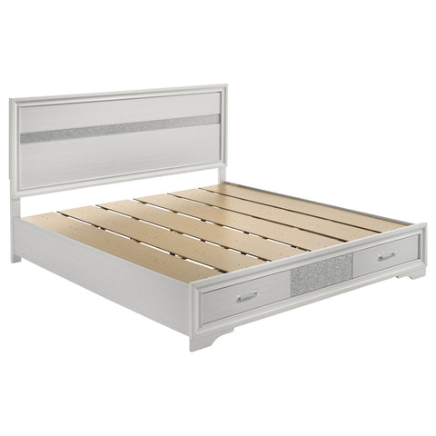 Olvera 51-inch Wood Eastern King Storage Panel Bed WhiteWhite