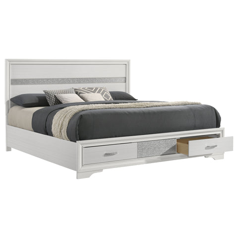 Olvera 51-inch Wood Eastern King Storage Panel Bed WhiteWhite