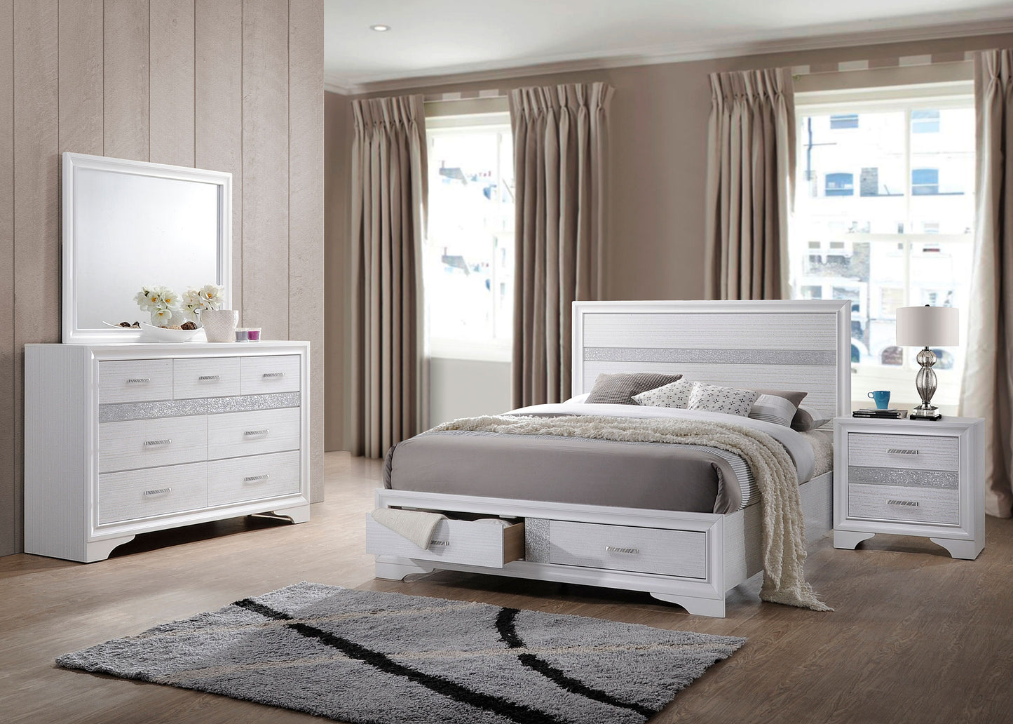 narcissa 4-piece california king bedroom set white