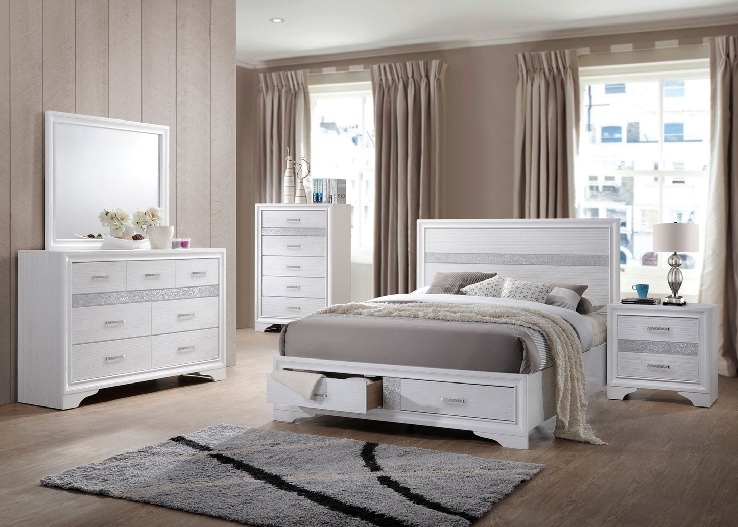 narcissa 5-piece queen bedroom set white