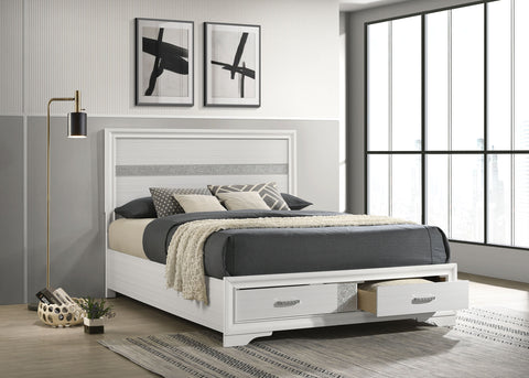 Olvera 51-inch Wood Queen Storage Panel Bed WhiteWhite