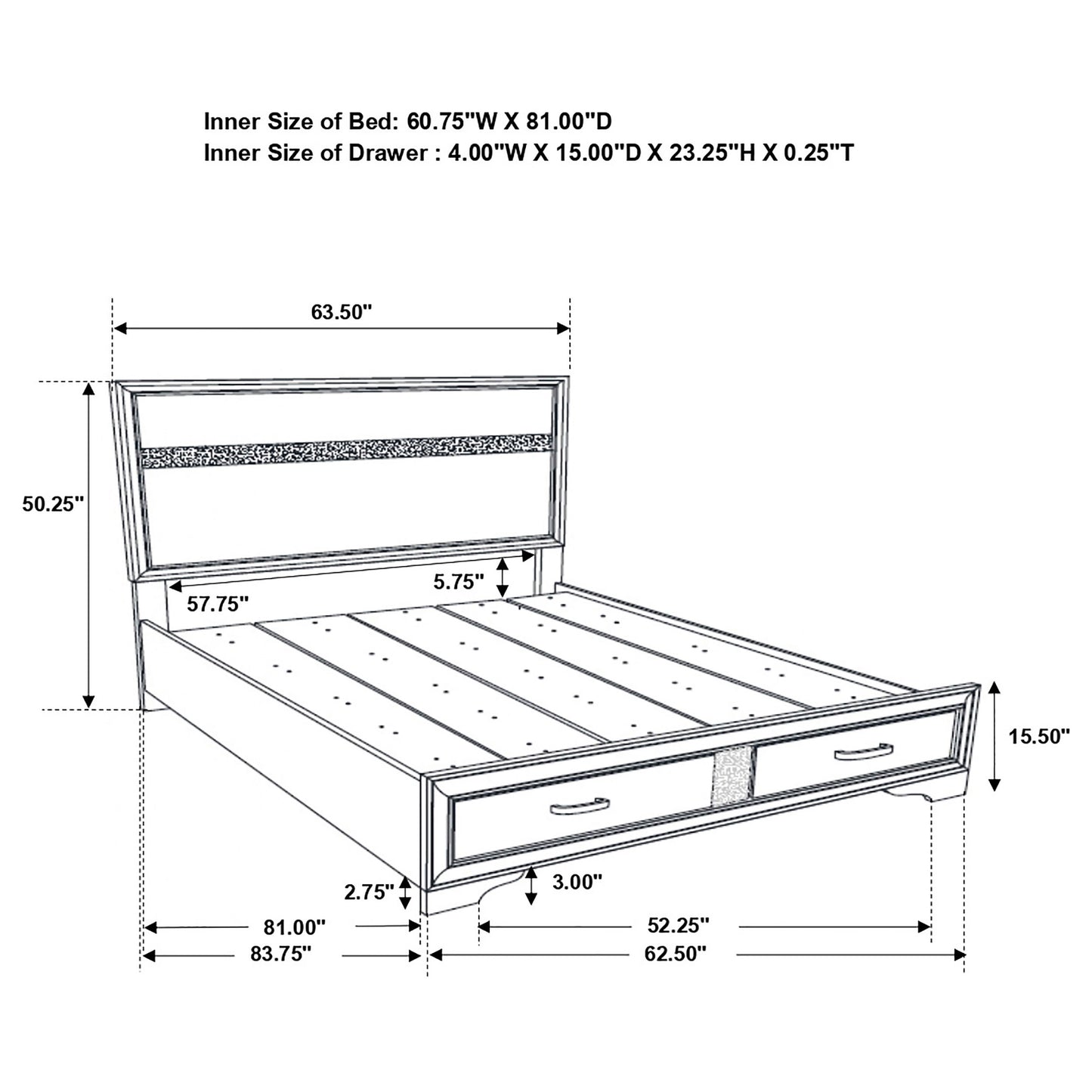 queen storage bed