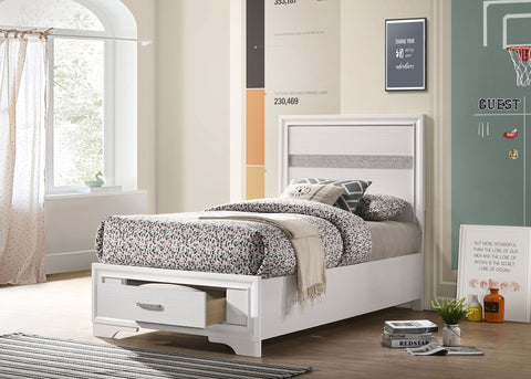 Olvera 51-inch Wood Twin Storage Panel Bed WhiteWhite