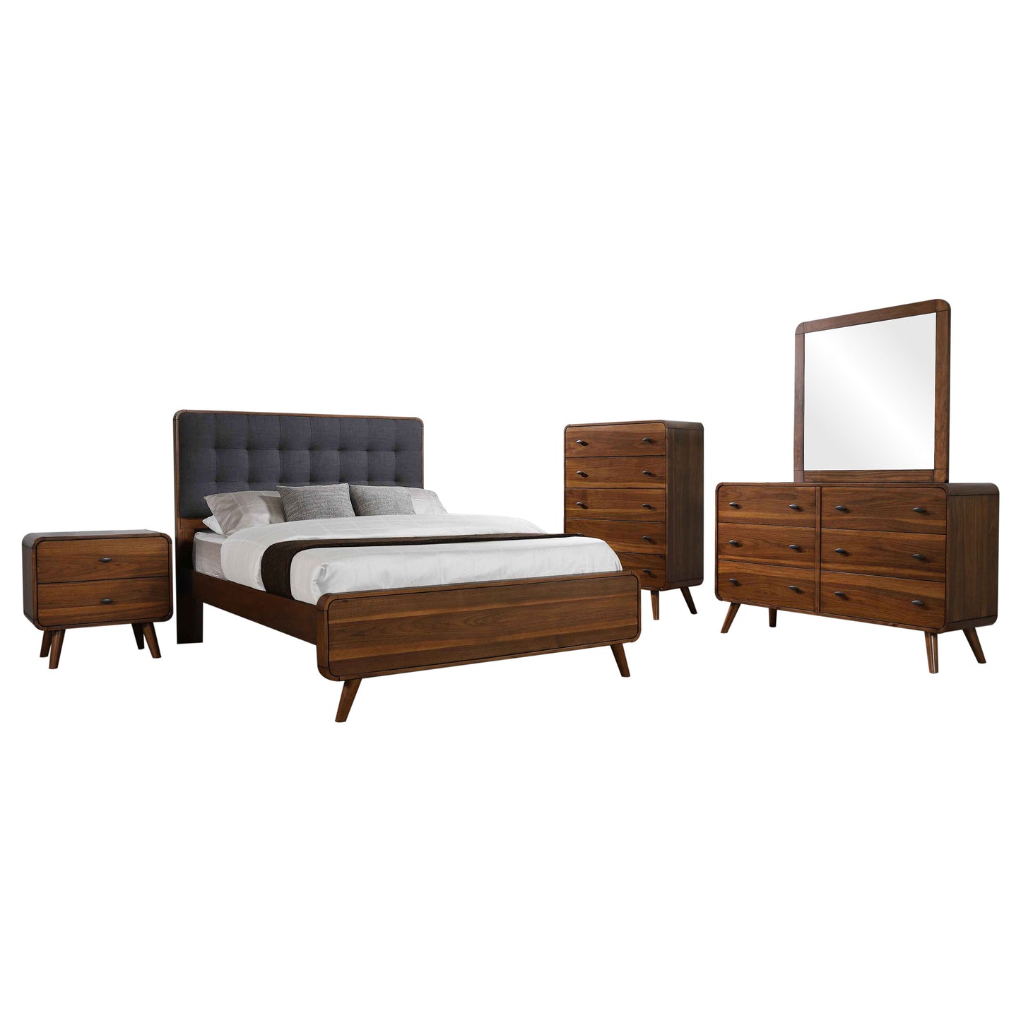 yamileth 5-piece full bedroom set dark walnut