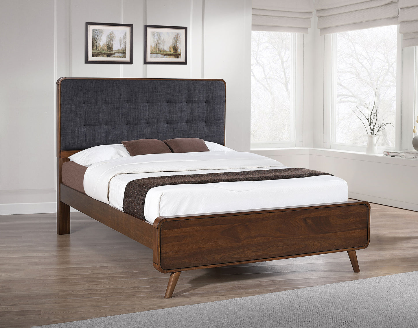 yamileth wood full platform bed dark walnut