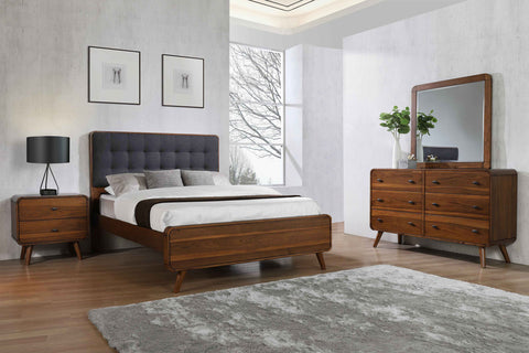 Lixue 4-piece Eastern King Bedroom Set Dark WalnutDark Walnut