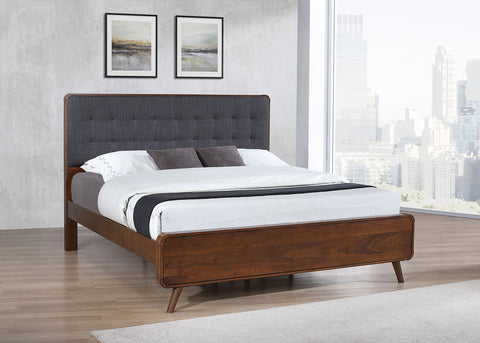 Lixue Wood Eastern King Panel Bed Dark WalnutDark Walnut
