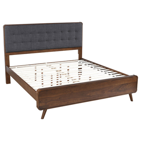 Lixue Wood Eastern King Panel Bed Dark WalnutDark Walnut